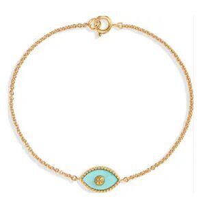 Tory Burch Gold & Turquoise Evil Eye Bracelet